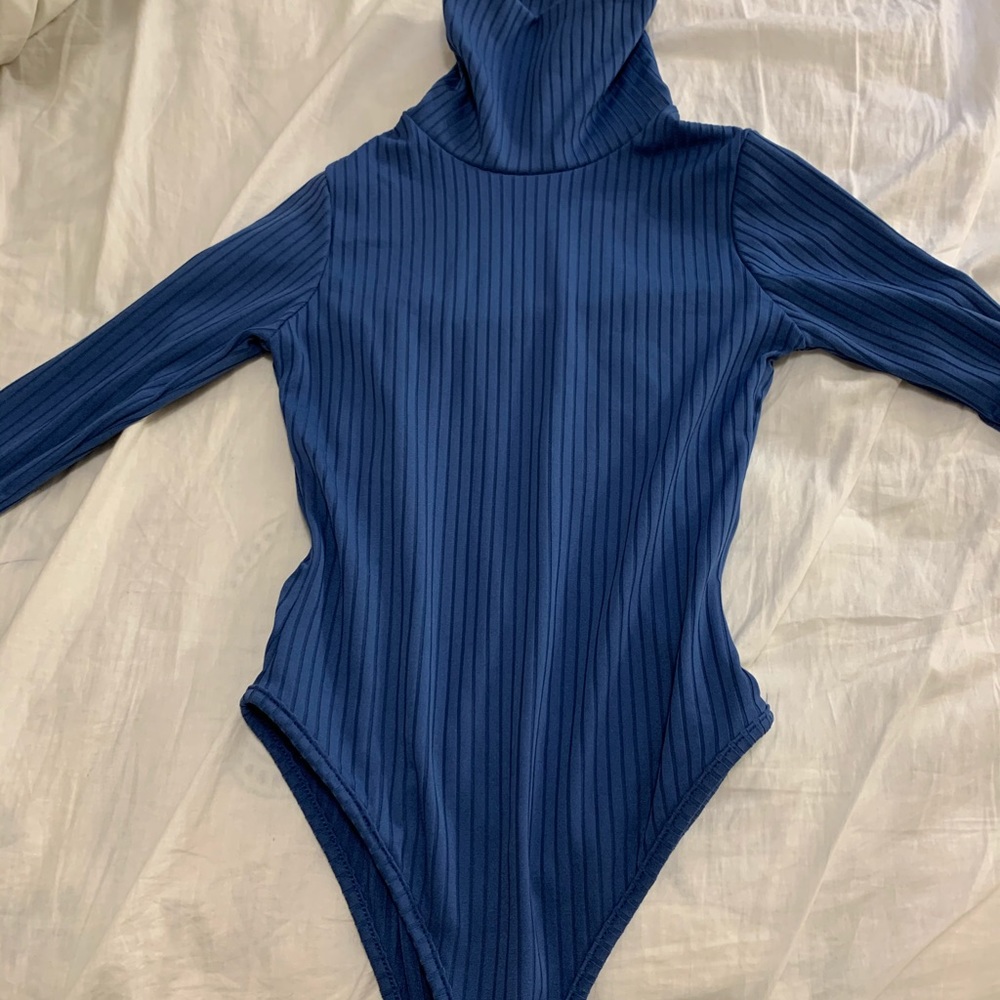 Blue Turtleneck Bodysuit